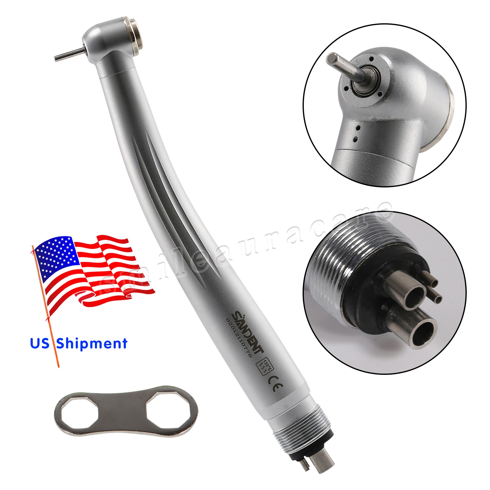Dental High Speed Handpiece Single Water Spray Push Button 4 Hole Air Turbine