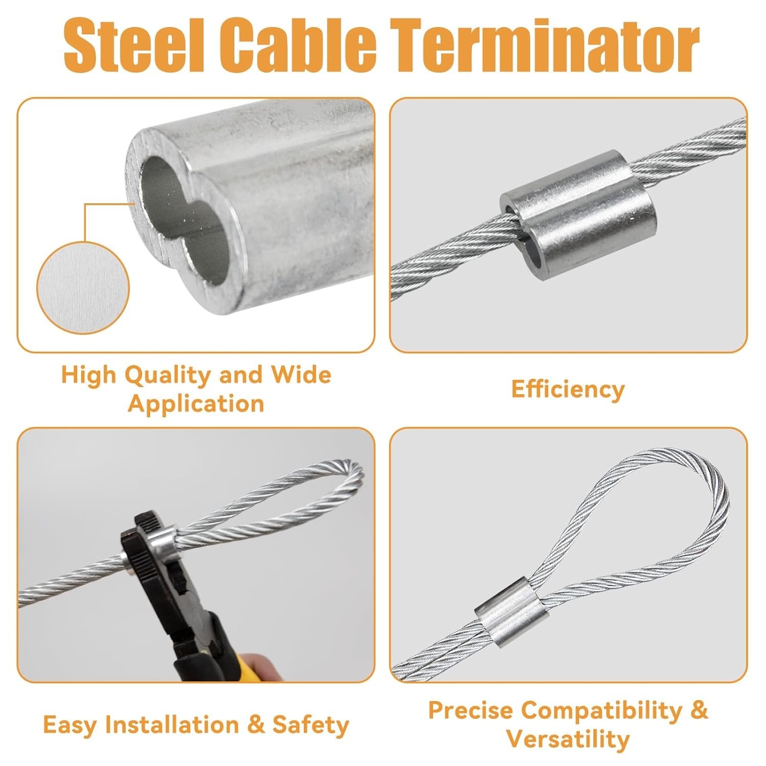 1/8″ (3Mm) Aluminum Crimping Loop Sleeve for Wire Rope, Cable Ferrule (100Pcs)