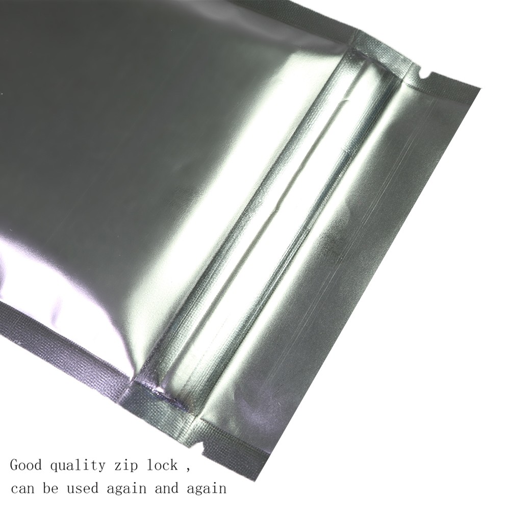 3X5in Lightproof Silver Zipper Bags Resealable Heat Sealable Mylar Pouches