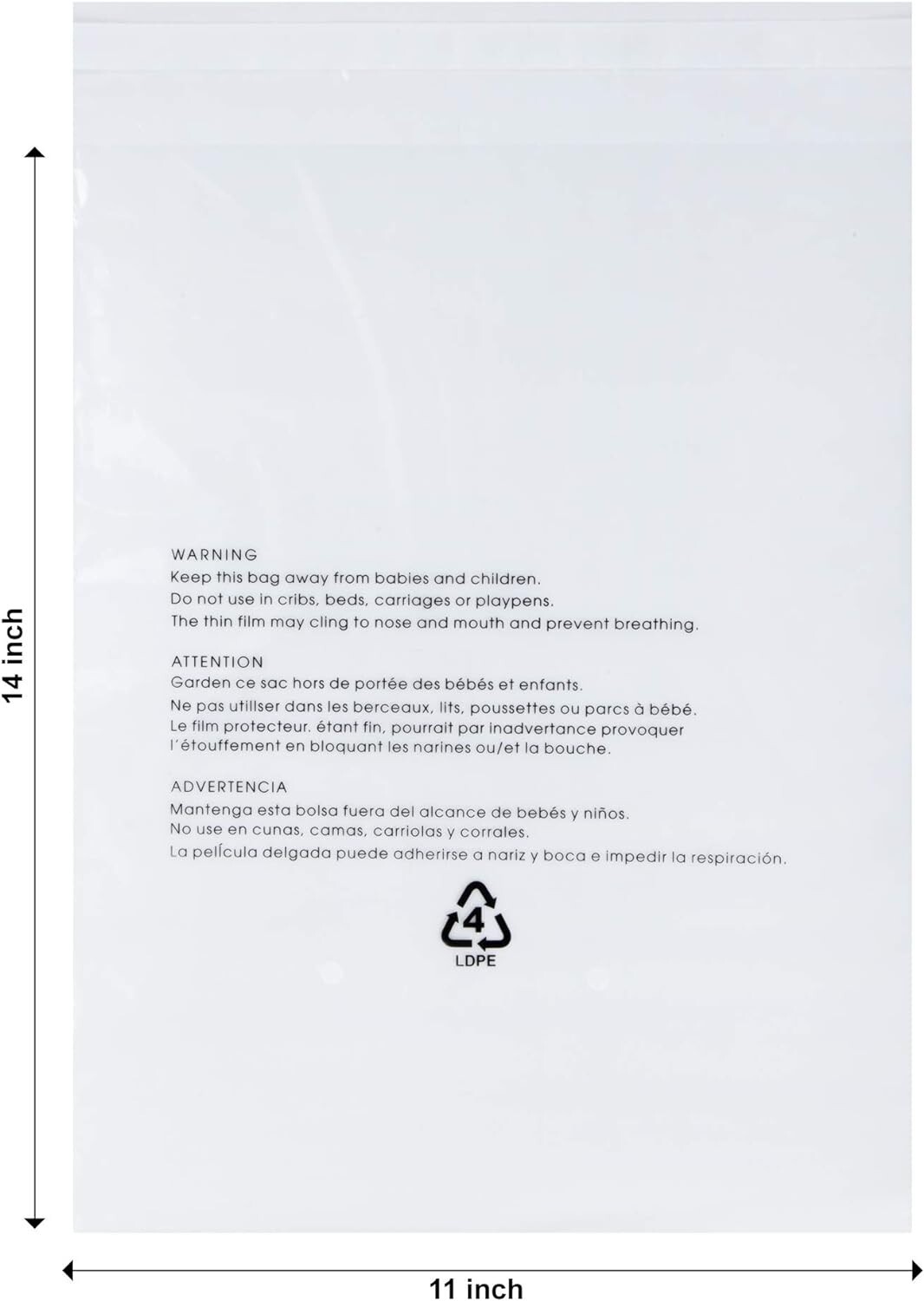 1000 Count 11×14 Eko-pack Poly Bag 2 Mil with Warning,For FBA Compliant and Pack