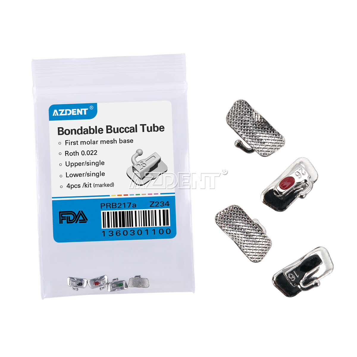 Dental Ortho Bondable Buccal Tubes 1st 2nd Molar Roth MBT 022 Non-Conv AZDENT