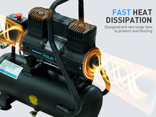 2 Gallon 1.0HP Oil-Free Air Compressor, 100PSI 65dB Quiet for Tire Inflation