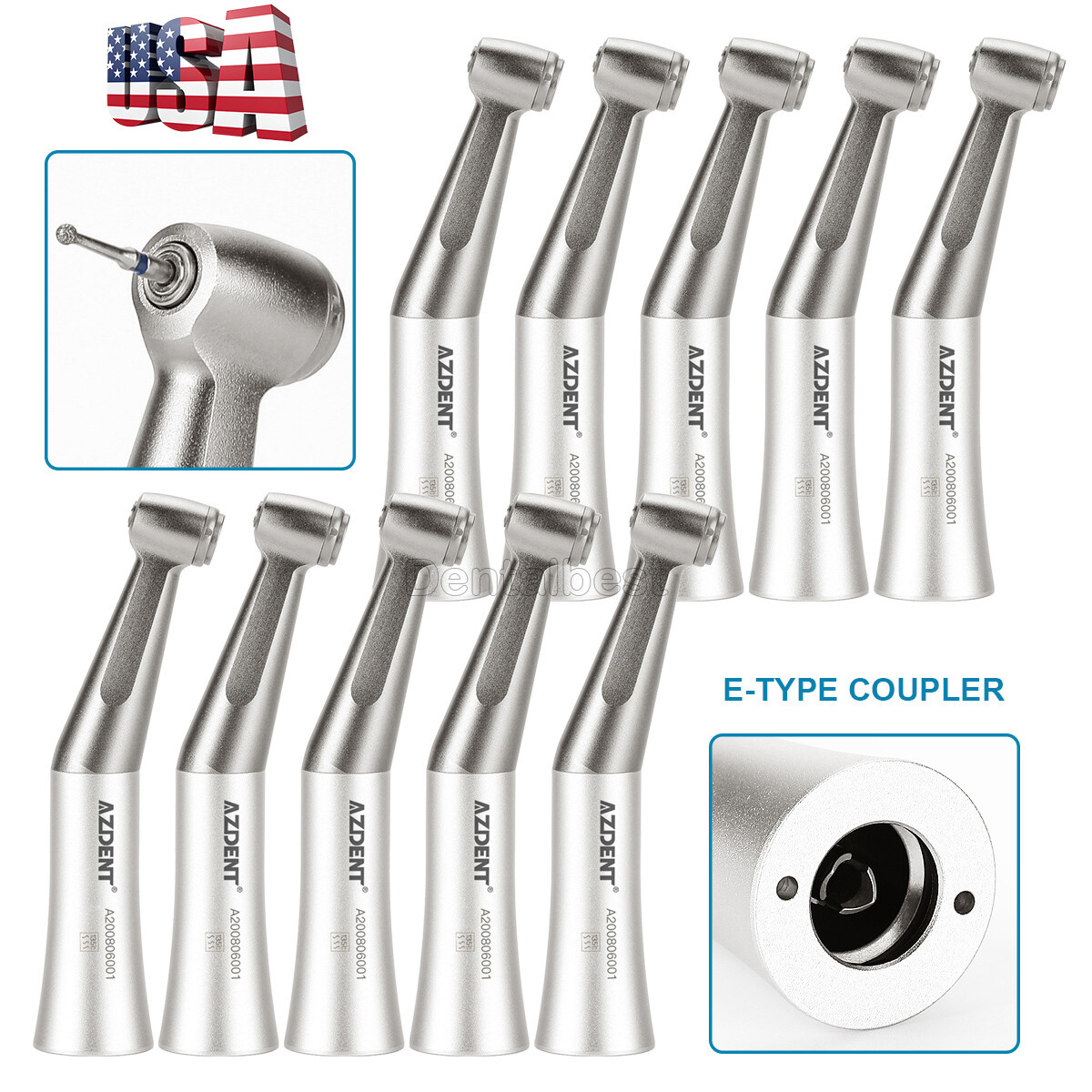 Joydental Dental Low Speed Contra Angle Handpiece Push For FG 1.6mm Burs E-type