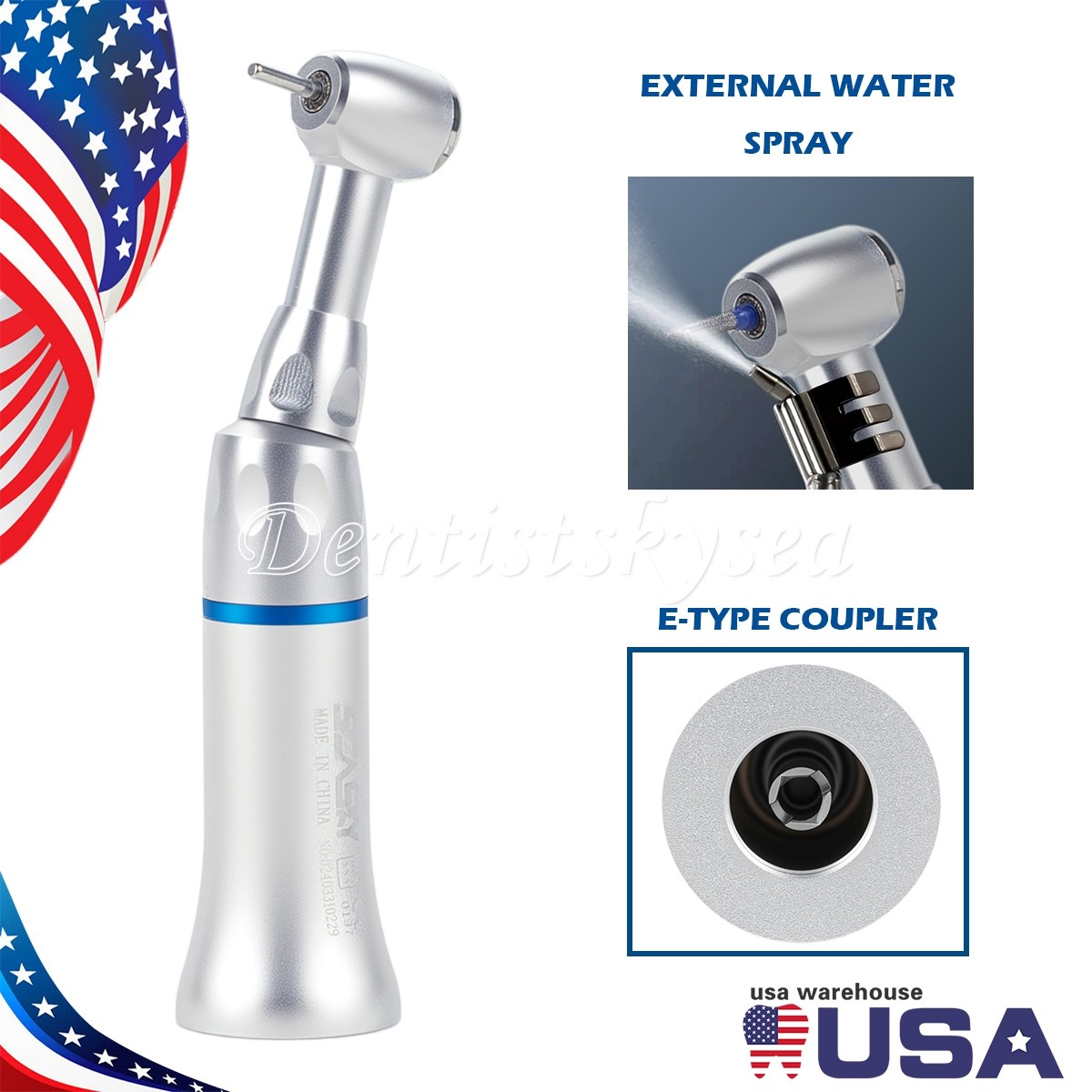 Dental Low Speed Handpiece Push Button Fit FG 1.6mm Burs Contra Angle