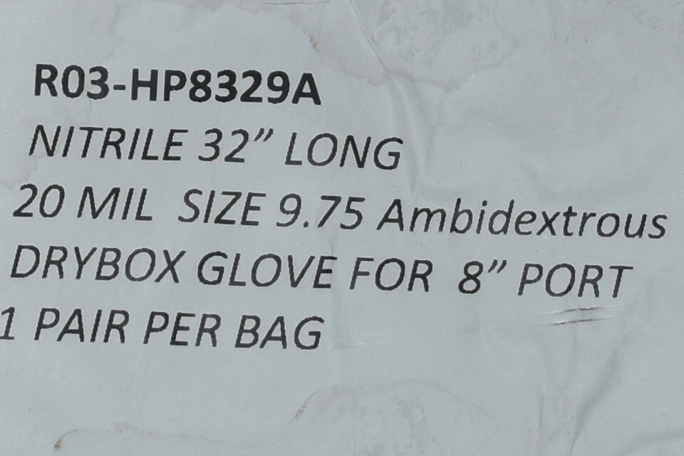 RENCO Drybox Gloves Nitrile 32″ Long 20 Mil Sz 9.75 Ambidextrous For 8″Port #1