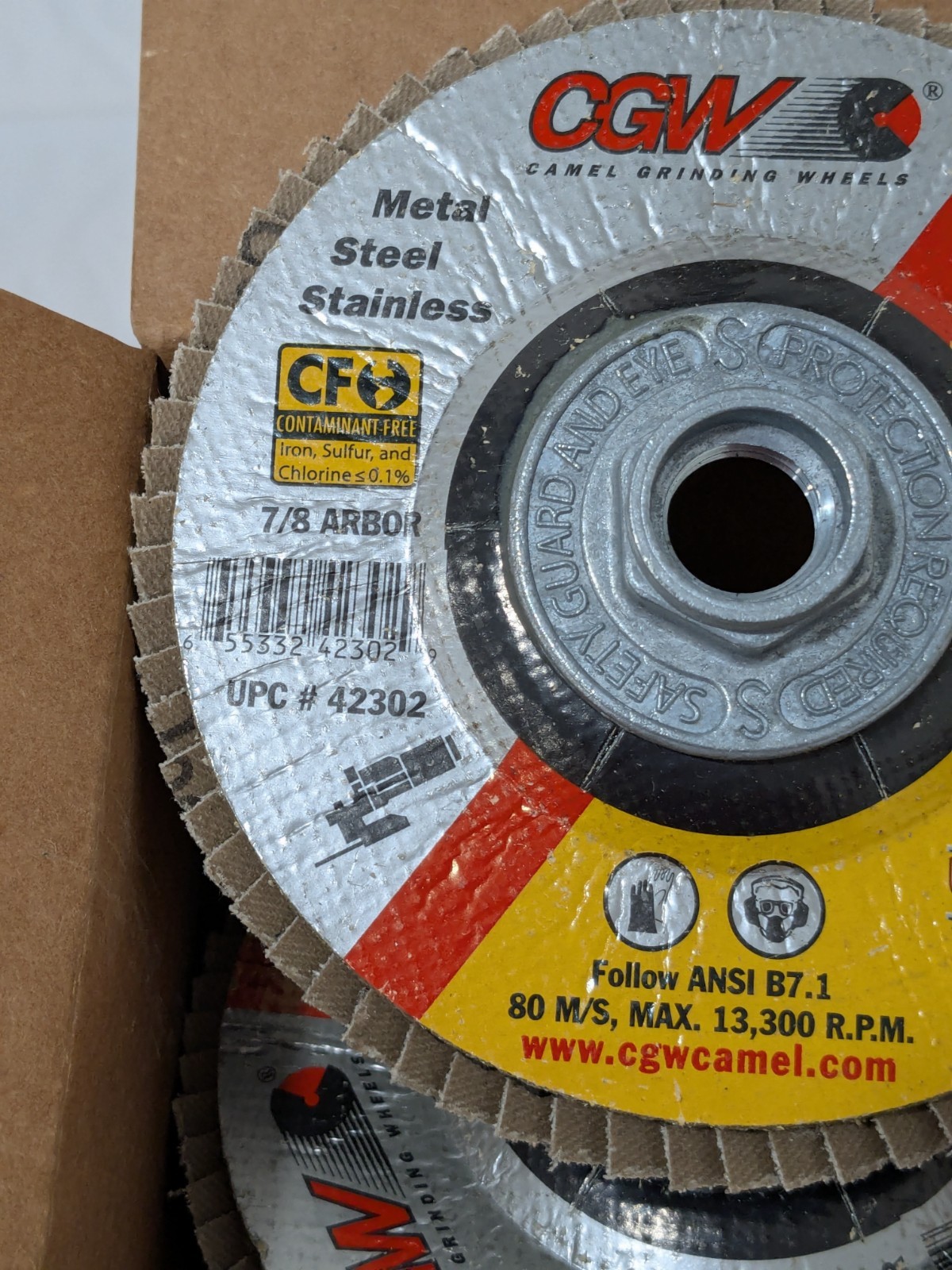 CGW Flap Disc: 4-1/2″ Dia, Zirconia Alumina, Type 27 Box of 10 42312