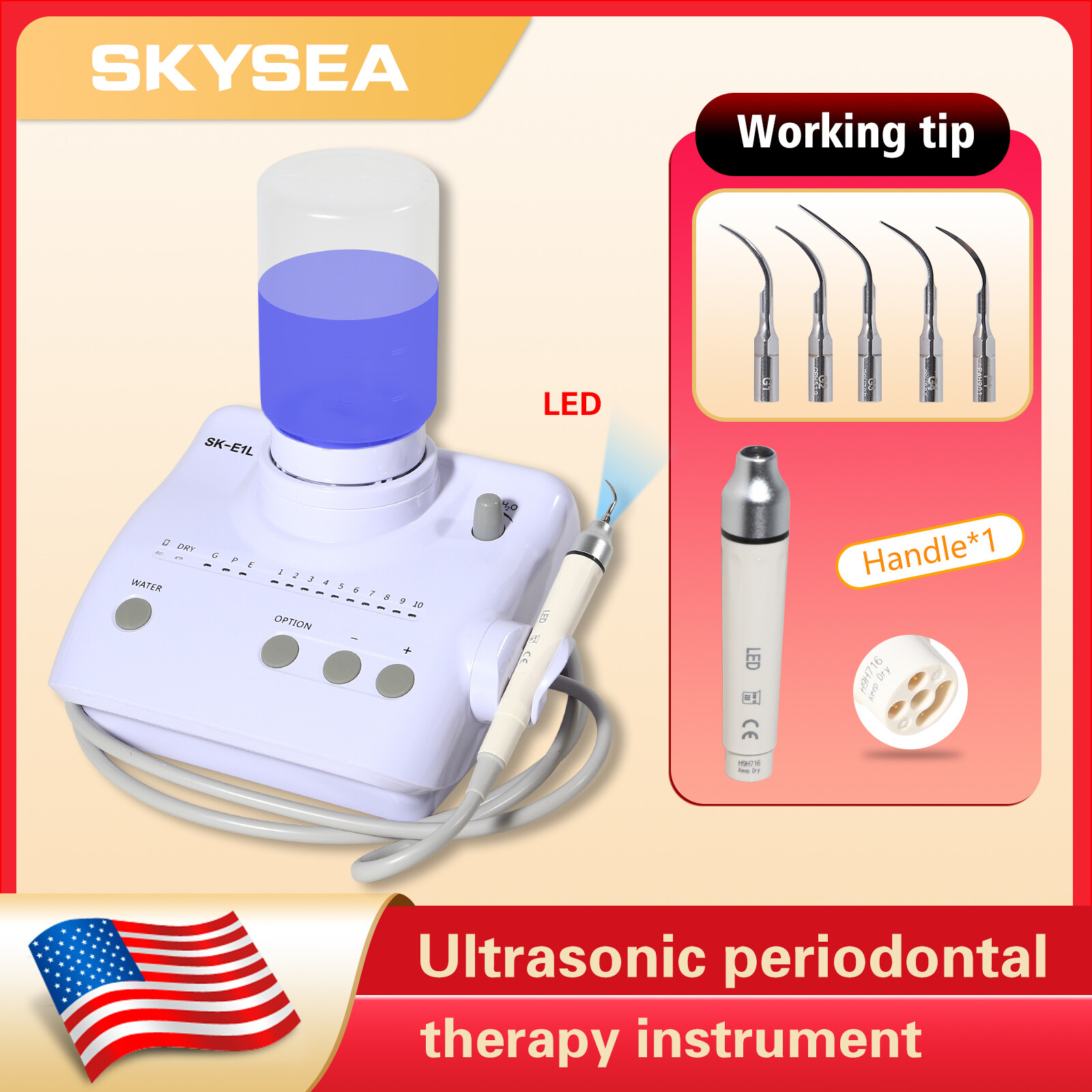 Dental LED Ultrasonic Piezo Scaler w/ auto water supply Fit EMS Woodpecker USA