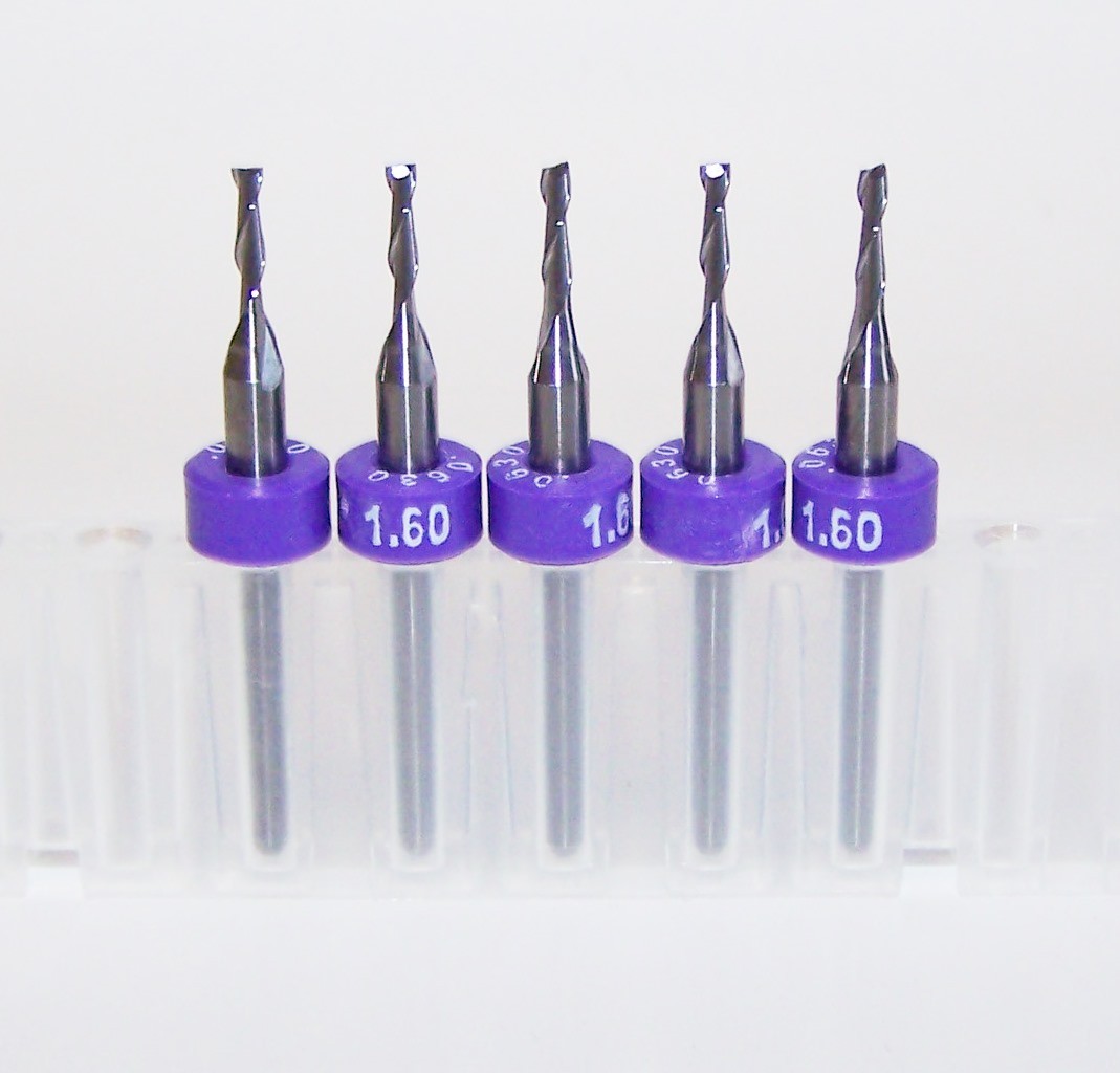 (5) – 1.60mm (.0630″) Carbide End Mills, 2 Flute Kyocera 1600-0630.250A2