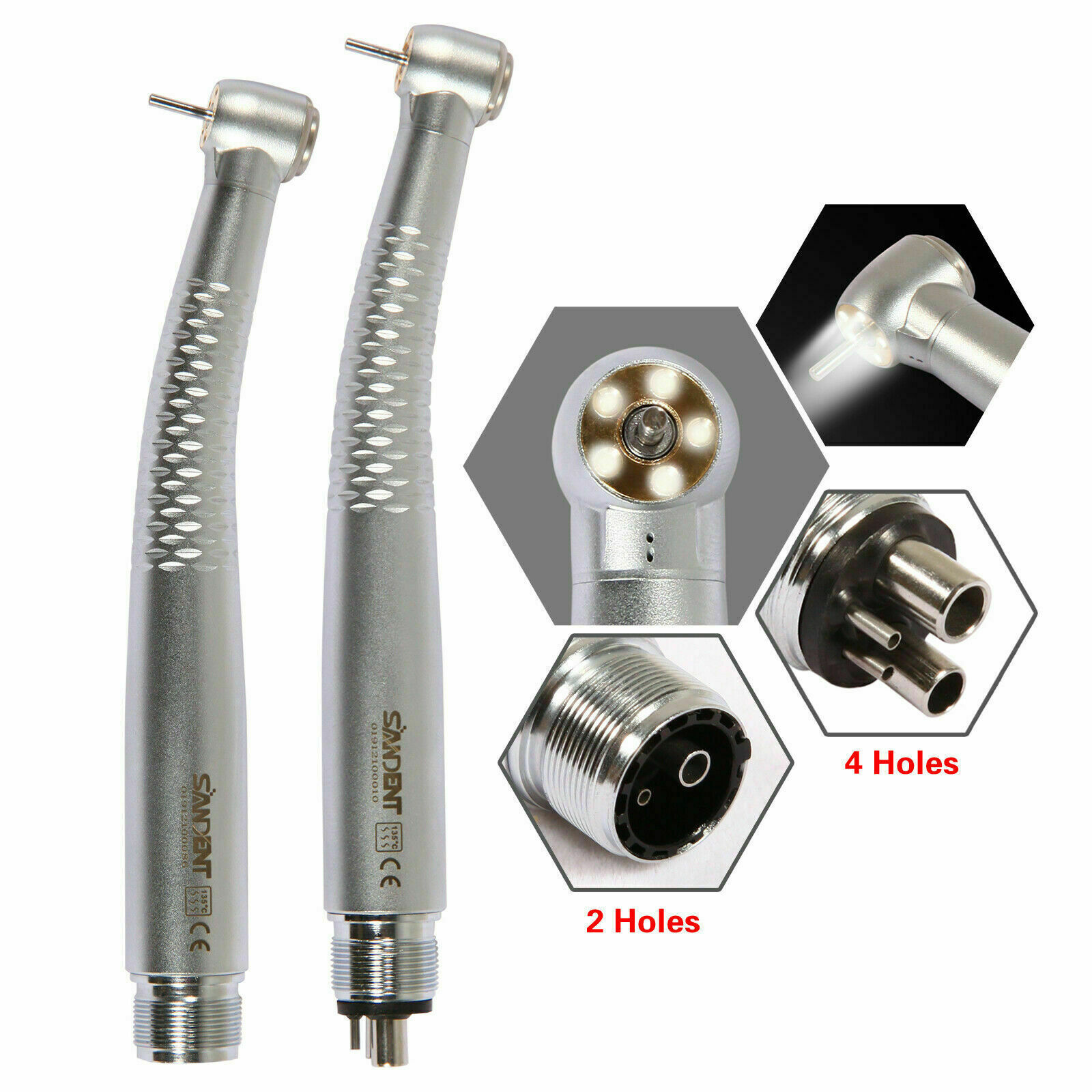 SANDENT Dental 5 LED High Speed Handpiece Single Water Spray 2/4 Hole / Rotor