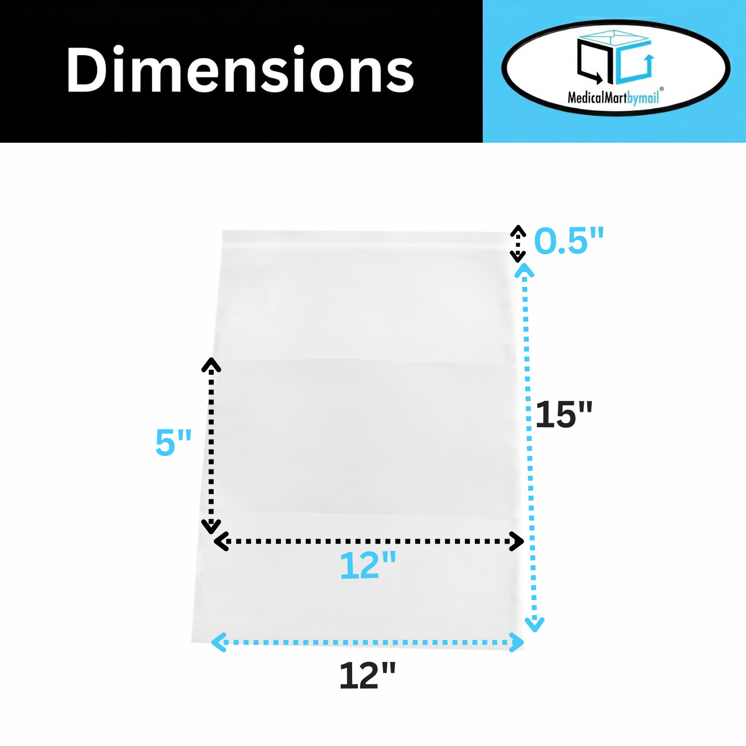4 Mil 12″x15″ Reclosable Bag Writeable White Block Water Resistant 5000 Pcs
