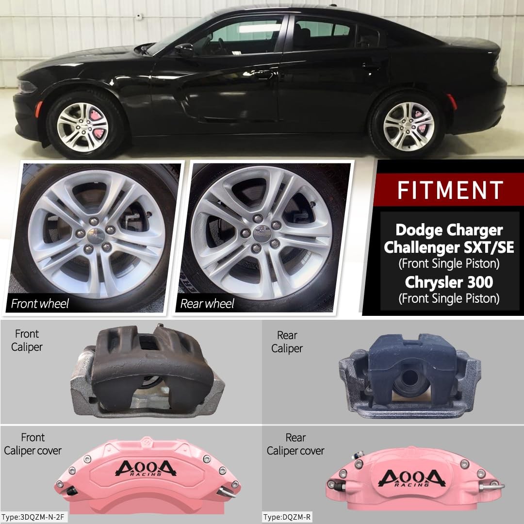 Aluminum Pink Caliper Covers Black Character Toyota Camry XSE 2019-2025 Set of 4