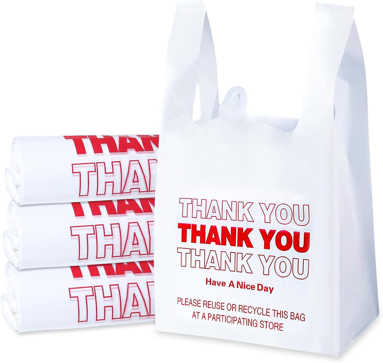 300 Plastic Shopping Bags Thank You Grocery Handles Retail Bulk 11x6x21