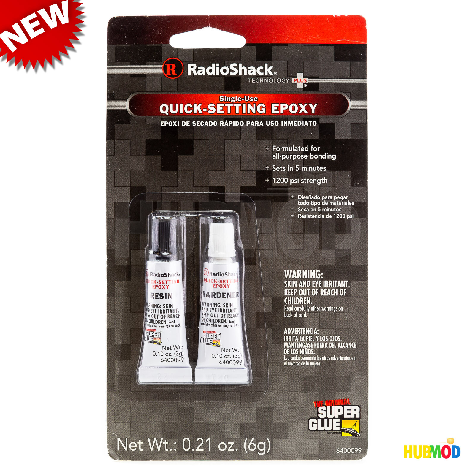 4X RadioShack 5-min Metal Glass Wood Epoxy All Purpose Bonding Super Glue .21oz