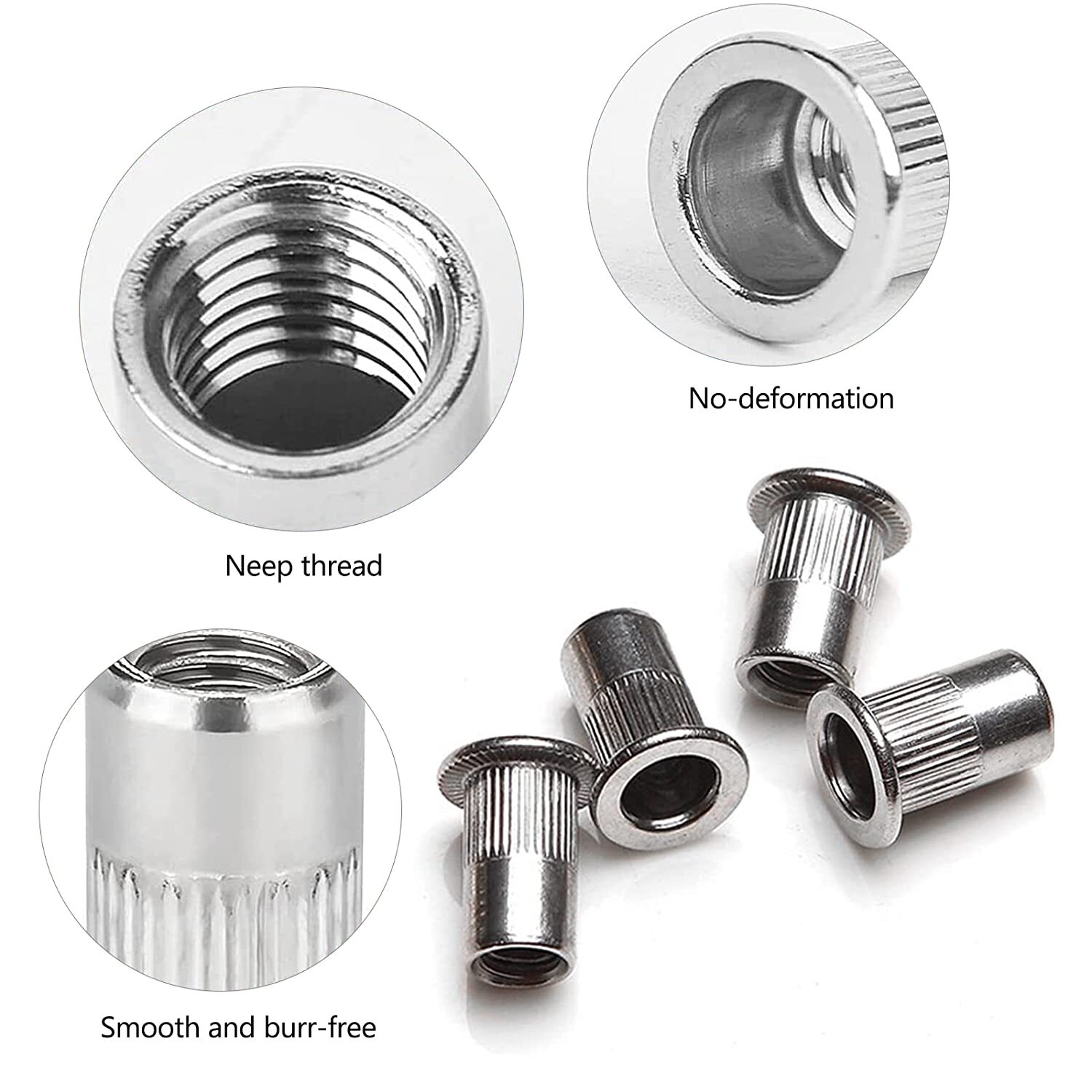 615X Rivet Nut Tool Kit Stainless Steel 304 Flat Head Rivnut Threaded Insert Nut