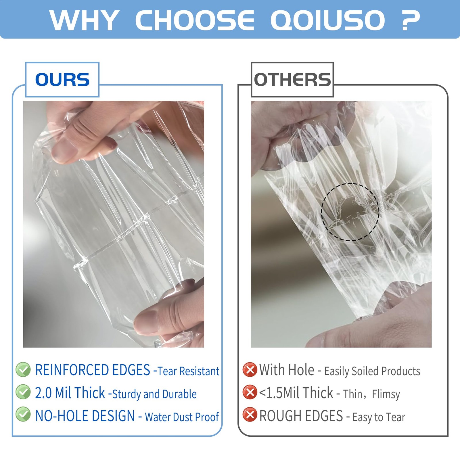 9X11 Inch Self-Sealing Clear Plastic Shipping Bags for Clothes, 100 Pack OPP Pol