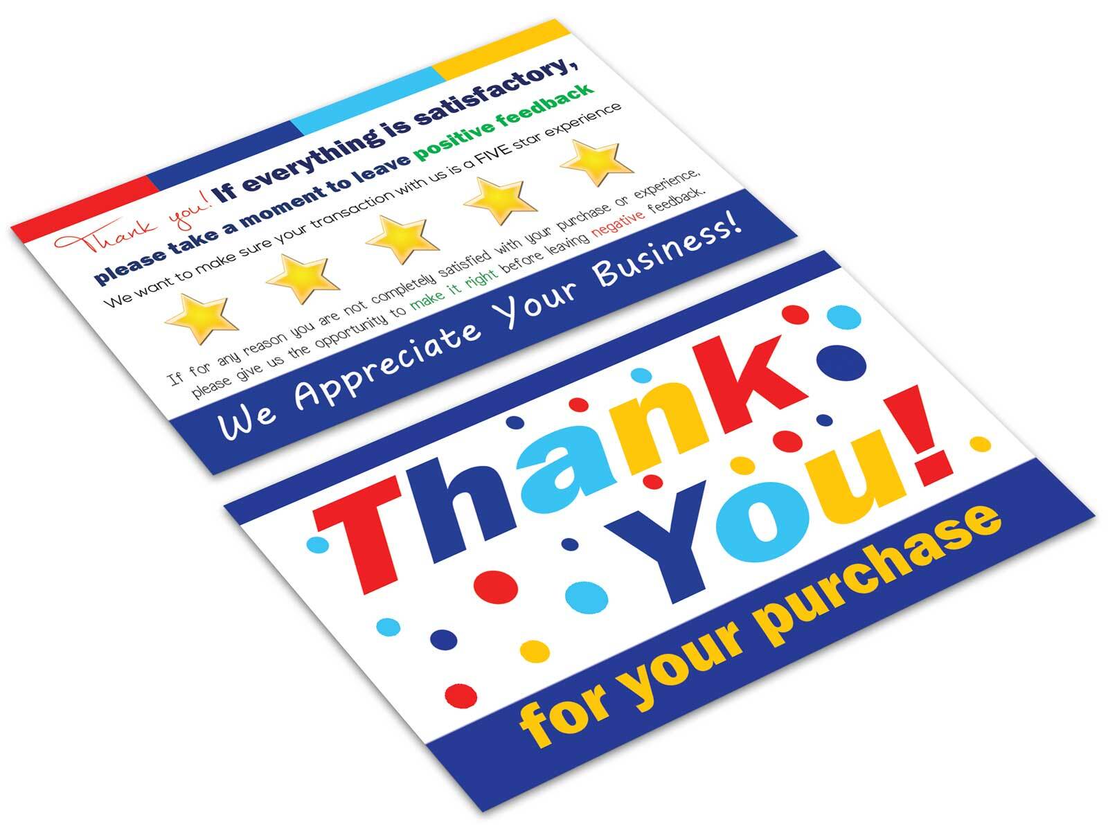 for eBay Seller Thank You Cards Your Purchase Order Notes Sets 50 250 500 1000
