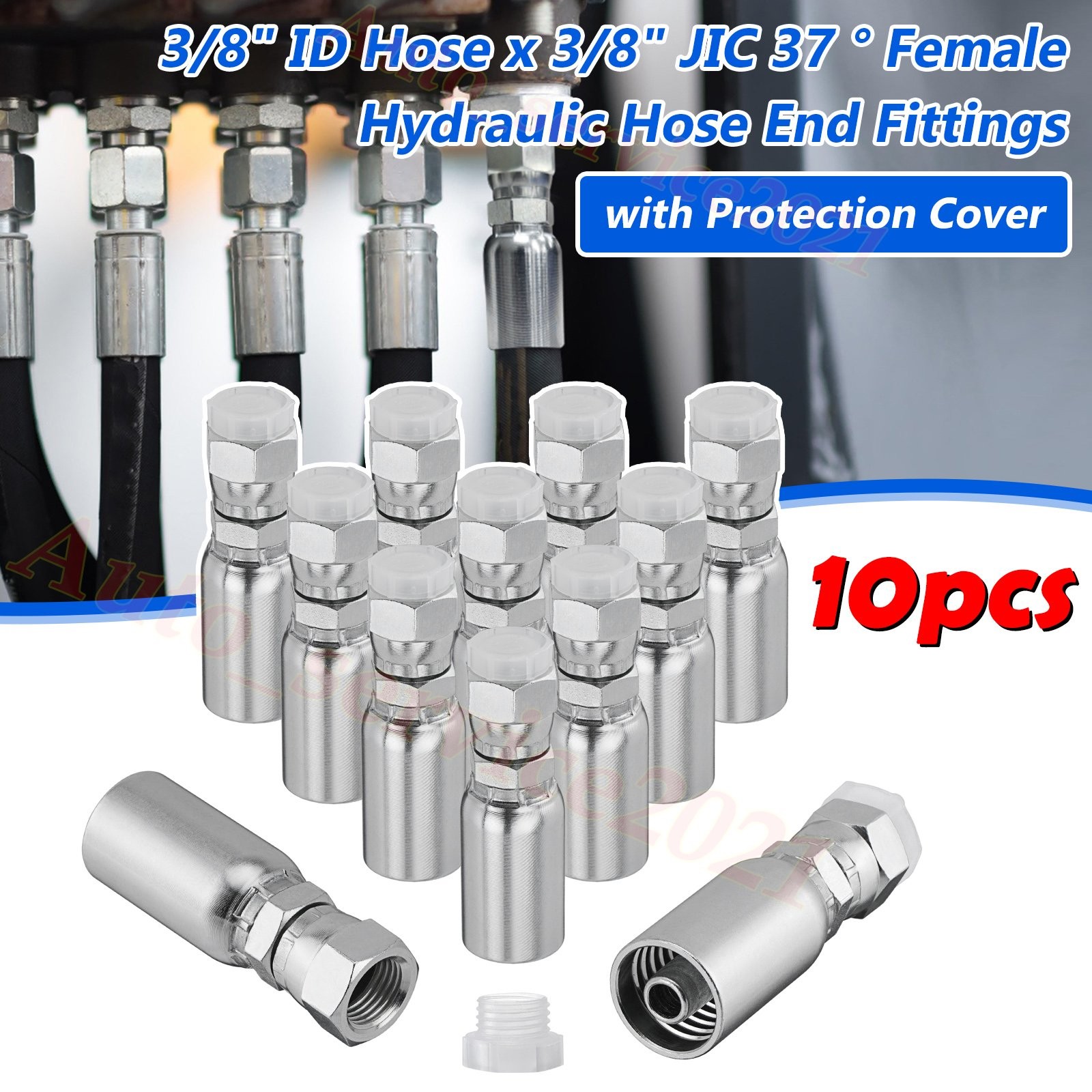 12pcs 3/8″ Hose x 3/8″ JIC 37° Female Hydraulic Hose End Swivel Crimp Fittings