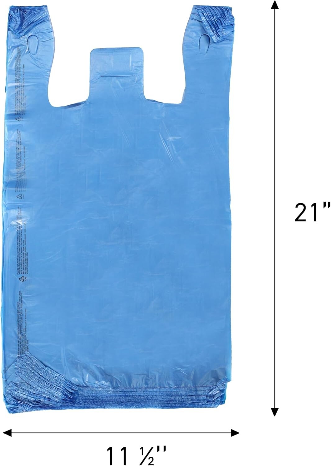 Blue Plastic T-Shirt Bags Case of 1,000 11 ½” x 6″ x 21″ Shopping Retail Bag