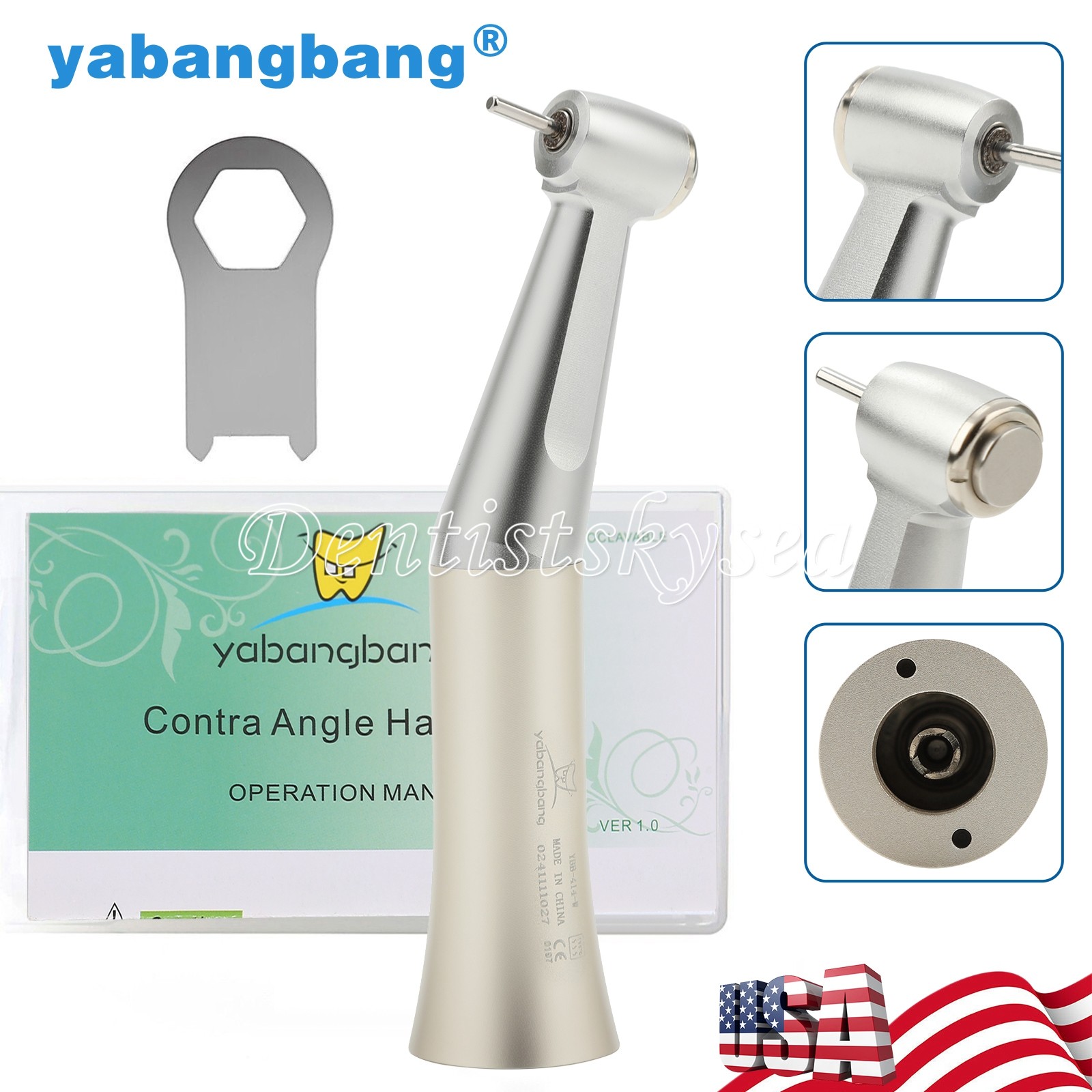 Low Speed Handpiece Push Button Fit FG 1.6mm Burs Contra Angle Dental