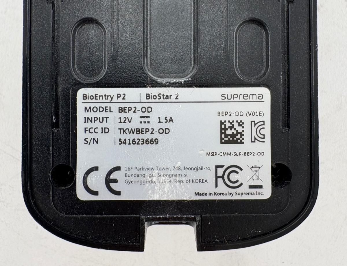 Suprema BioEntry P2 (BEP2-OD) Compact IP Fingerprint Access Control NFC-Tracking