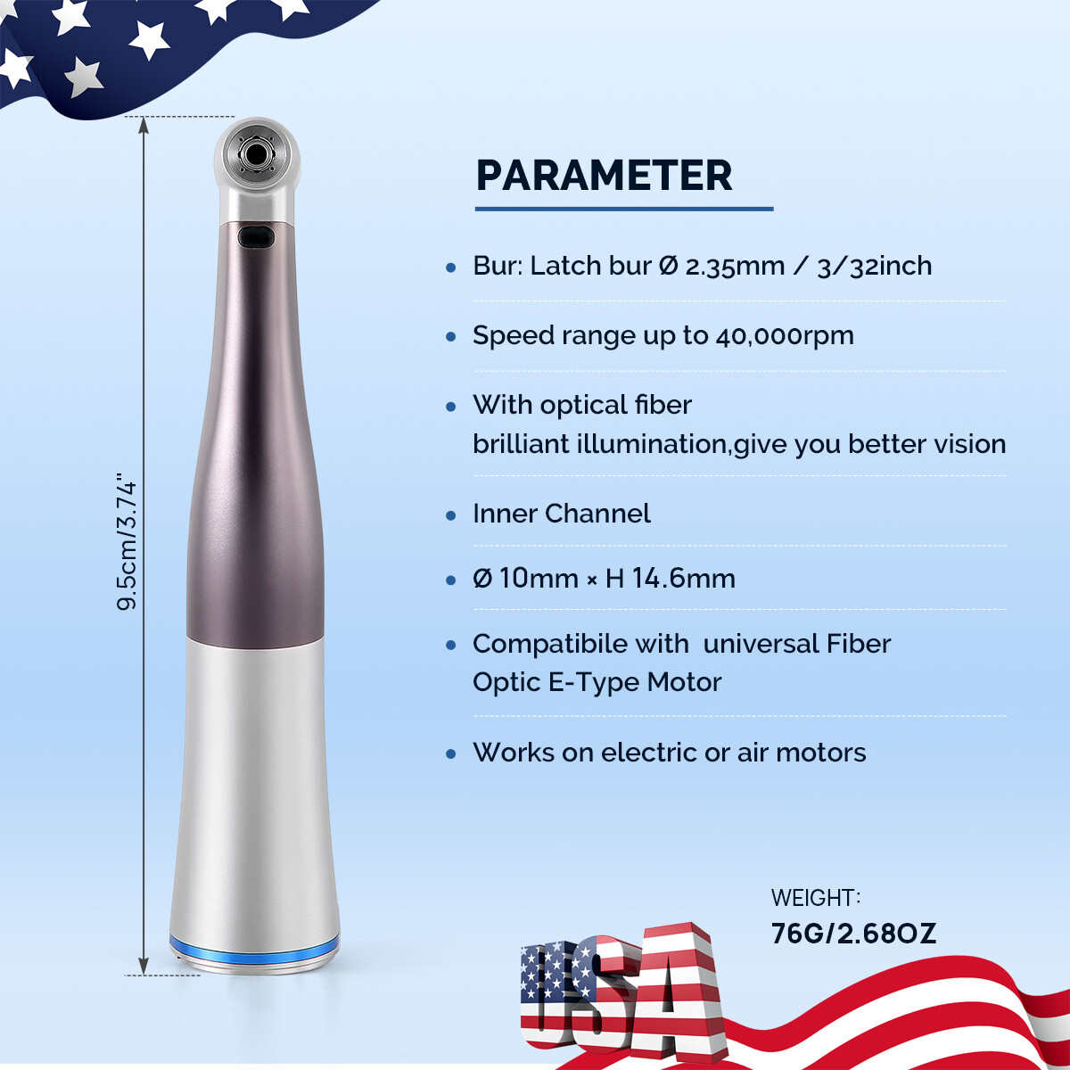 AZDENT Dental Brushless LED Electric Micro Motor 1:5/1:1 Increasing Handpiece