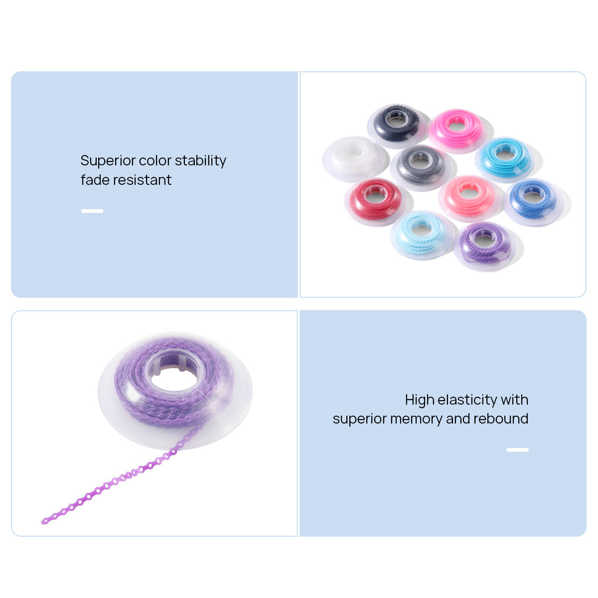 Dental Ortho elásticos cadena látex ligadura elástica bandas para soportes Ties