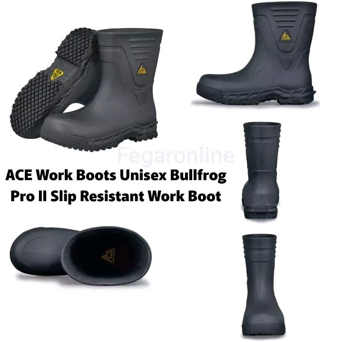 ACE 64133 Work Boots Unisex Bullfrog Pro II Slip Resistant Men 12 / Women 14
