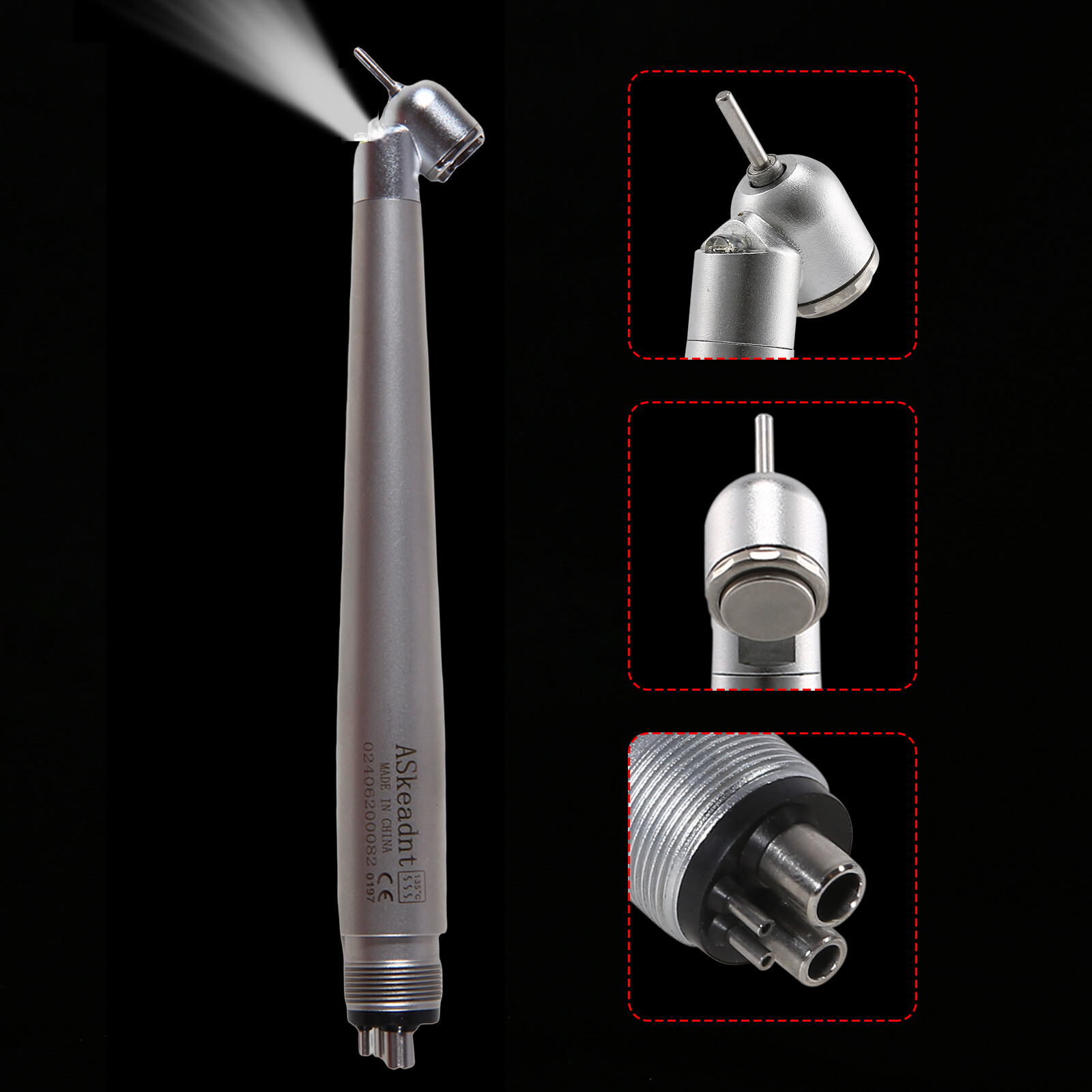 Dental 45° LED Optic High Speed Handpiece E-generator 4 Hole for NSK ASkeadnt