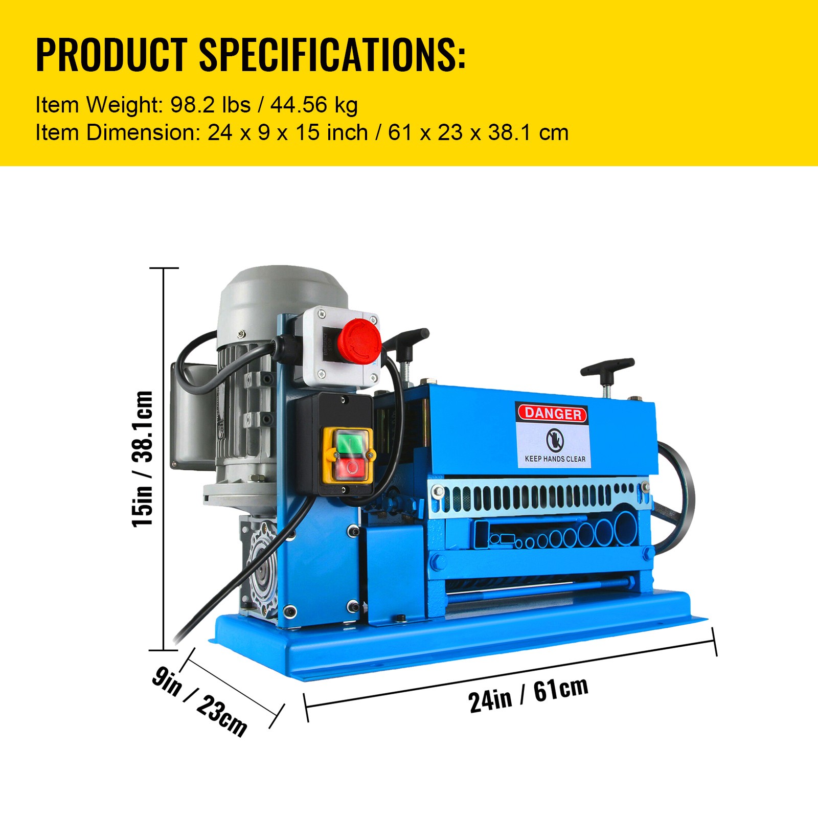Electric Wire Stripping Machine 1.5-38mm Cable Stripper 0.06″-1.5″ 1/2HP