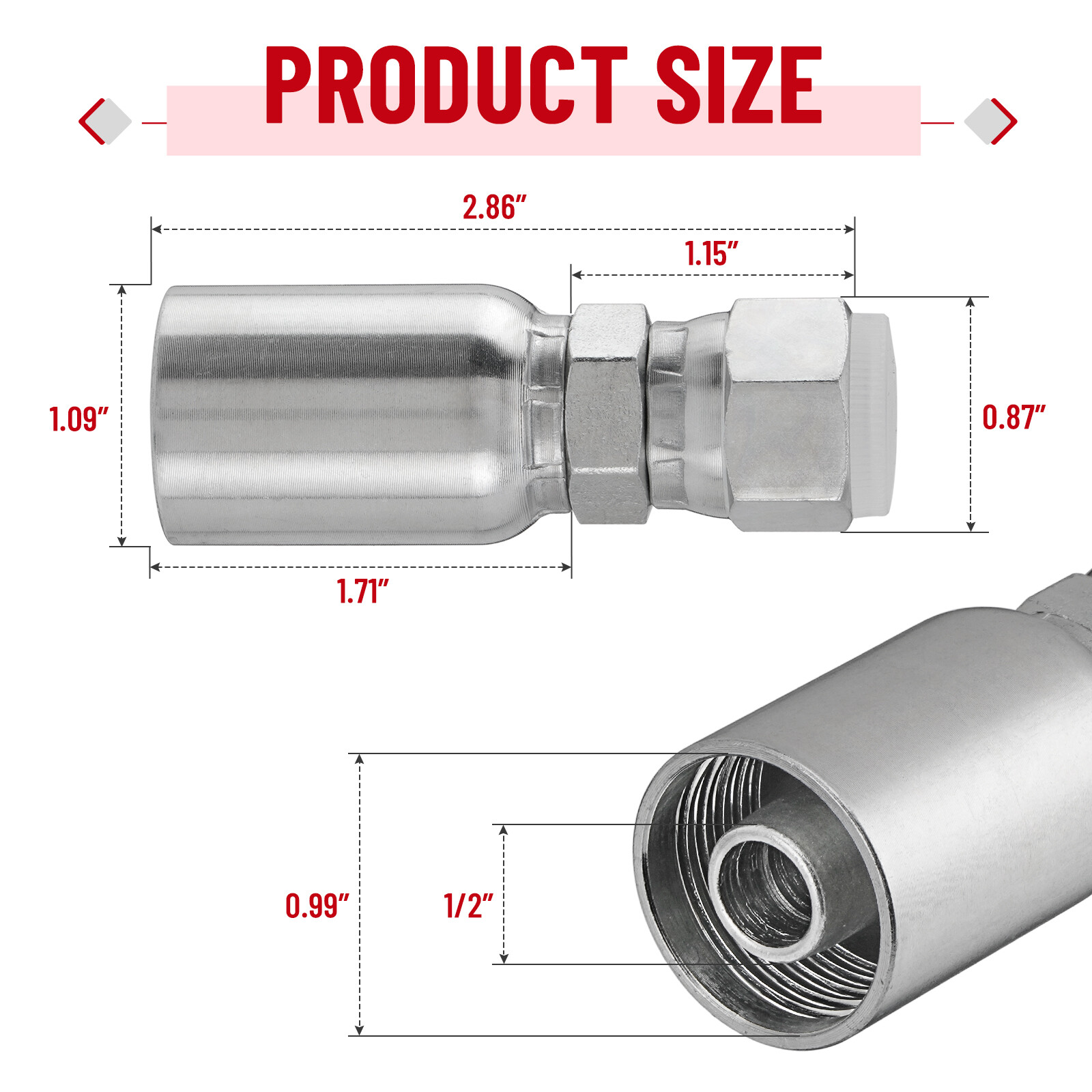 12 Pack 1/2″ Hose x 1/2″ JIC 37° Female Hydraulic Hose End Swivel Crimp Fitting