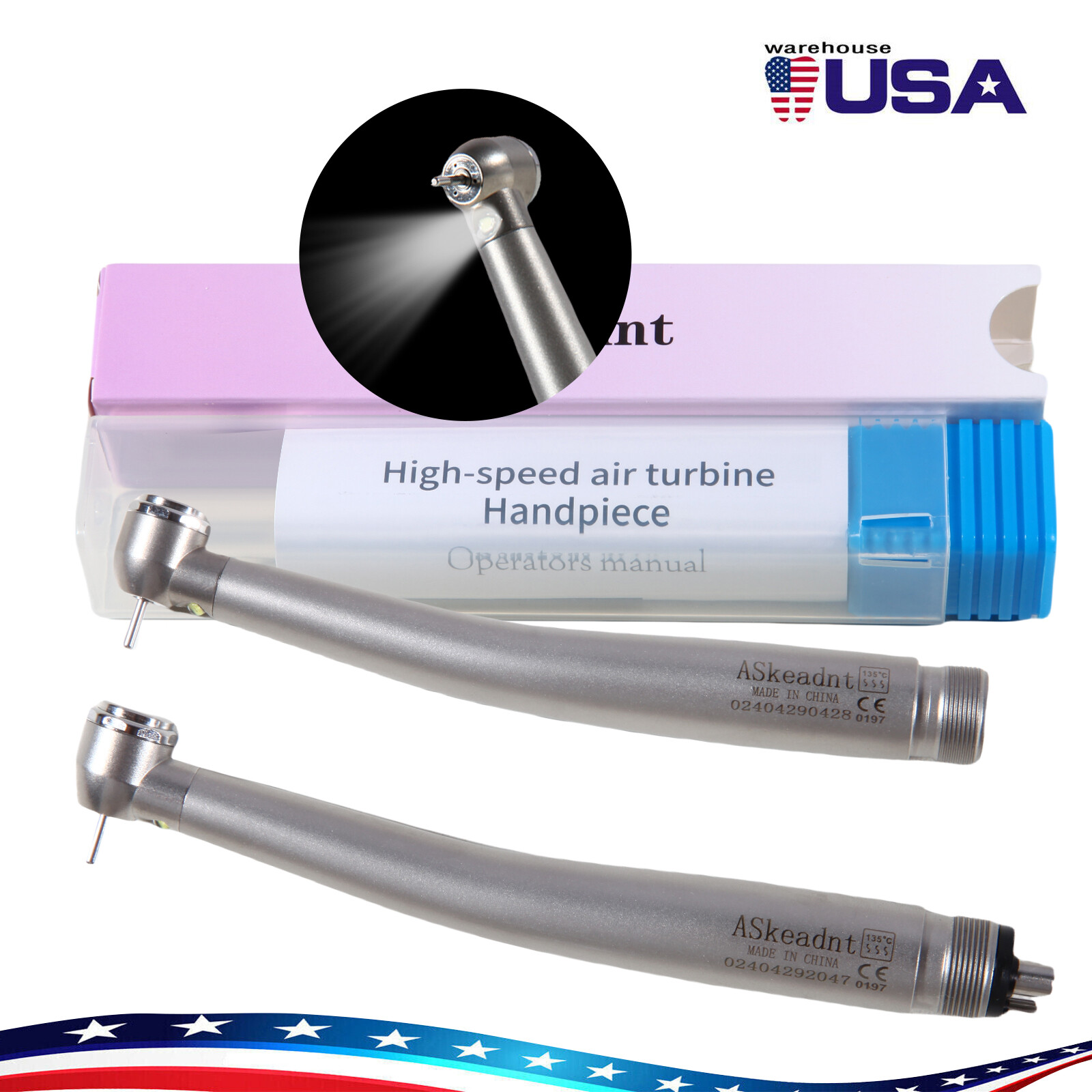 Dental Fiber Optic LED E-generator Fast High Speed Handpiece 2/4 HOLE NSK Style