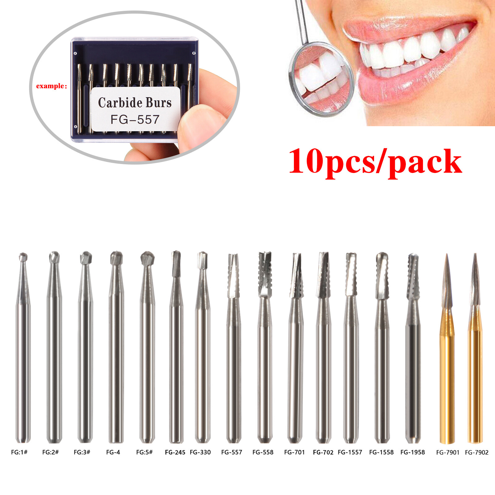 10-100PCS Dental Carbide Burs FG /Pear-Shaped High Speed Tungsten Steel SALE
