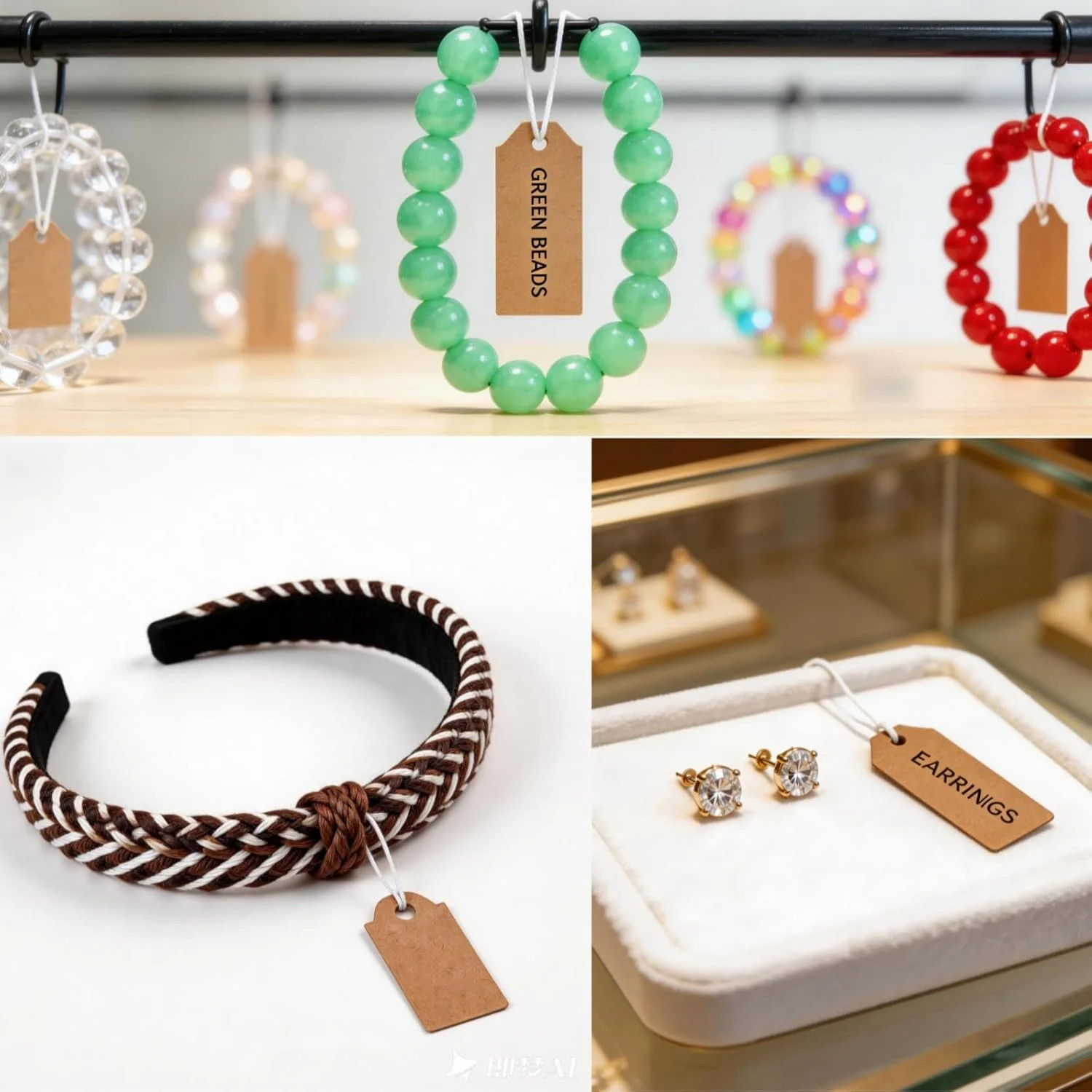 300 Pcs Small Price Tags with Elastic String, Brown Kraft Jewelry Tags for Pr…