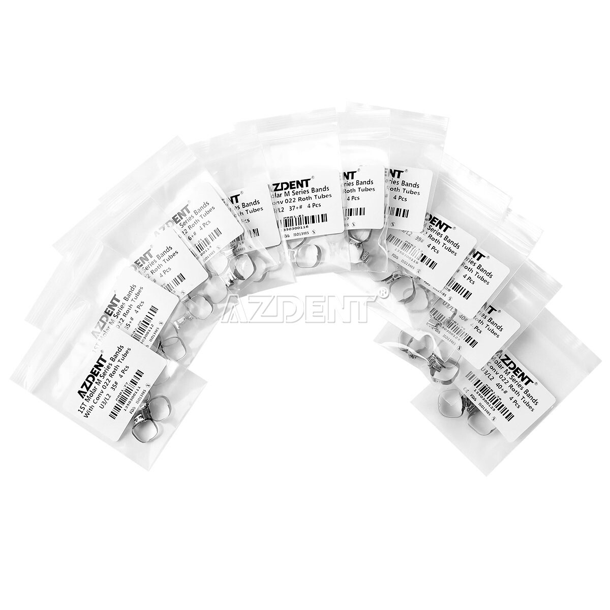 Dental Ortho Buccal Tube 1st Molar Bands Prewelded Roth.022 U3 L2 35#-40+# Conv