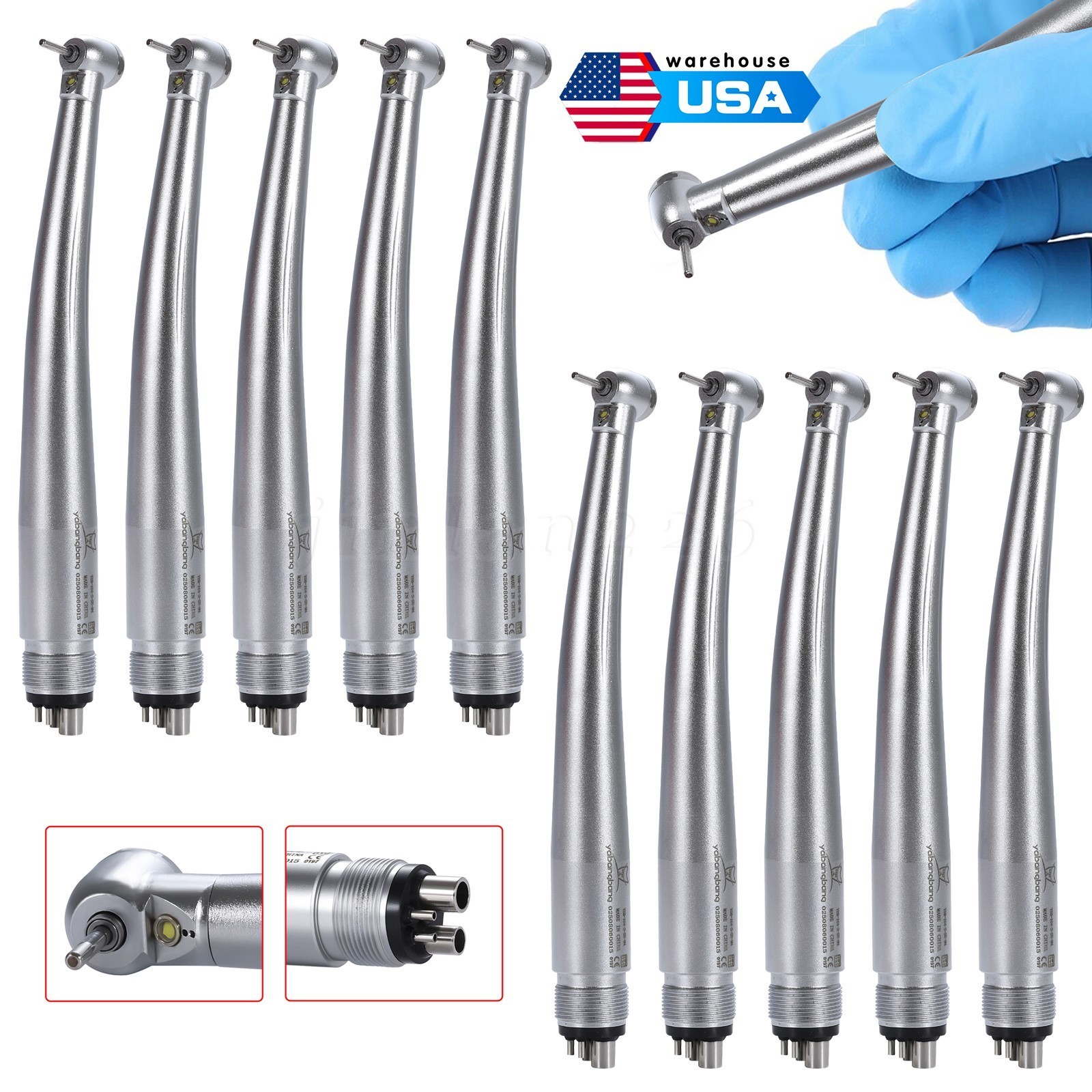 1-10 LED Dental Mini Small Head High Speed Handpiece Pedo Pediatric Push Button