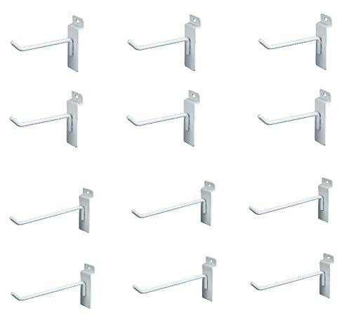 Dazzling Displays Slatwall Accessories: Box of 12 White Metal