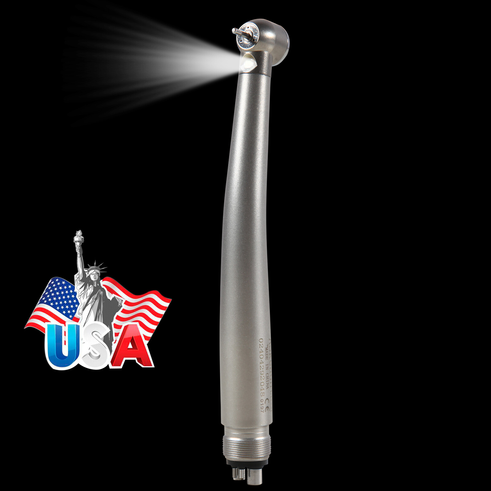 Dental LED E-generator Fiber Optic High Speed Handpiece 4Hole Fit FG1.6mm Burs
