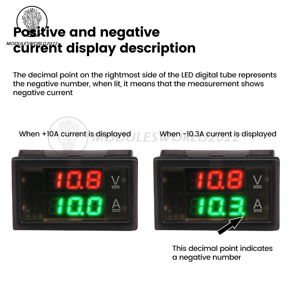 DC0-300V 50/100/200/400A Digital Current Voltage Meter Hall Ammeter Voltmeter