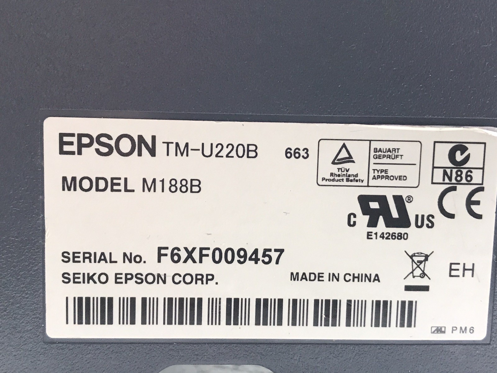 Lot of 2 Epson TM-U220B M188B Ethernet Dot Matrix POS Receipt Printer