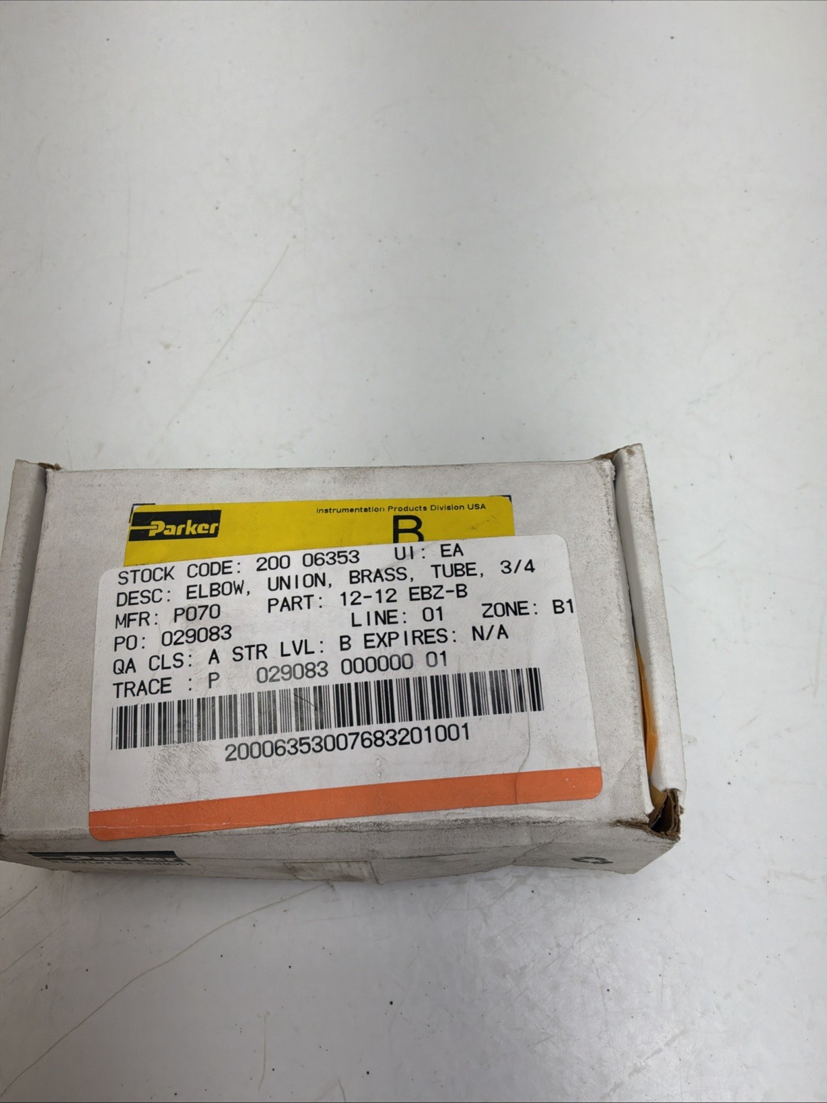 Parker CPI 12-12 EBZ-B Union Elbow 3/4” 3,500Psi NIB
