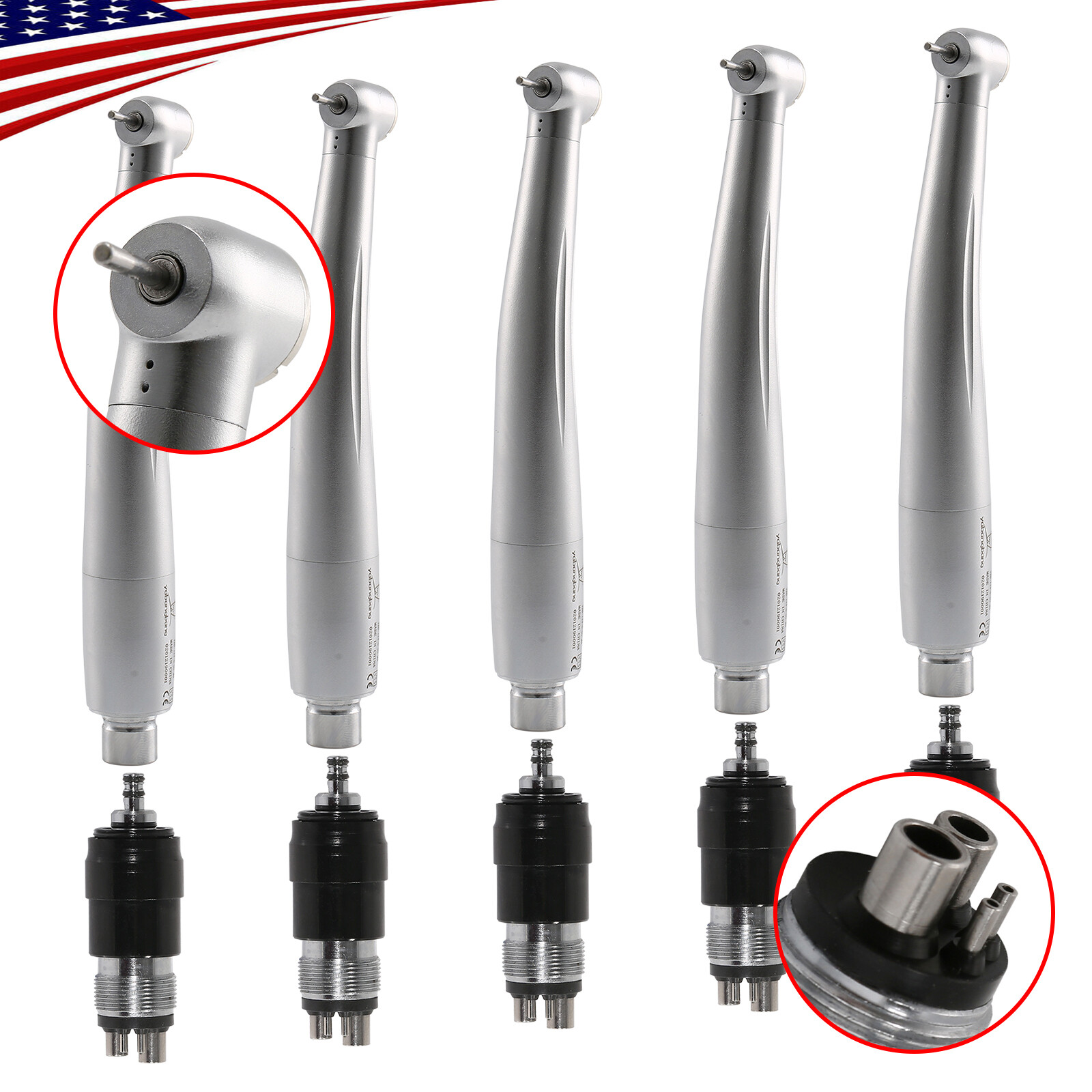 1-10*Dental High Speed Handpiece Standard Head / 4 Hole Coupler Fit NSK YBNK4 DL