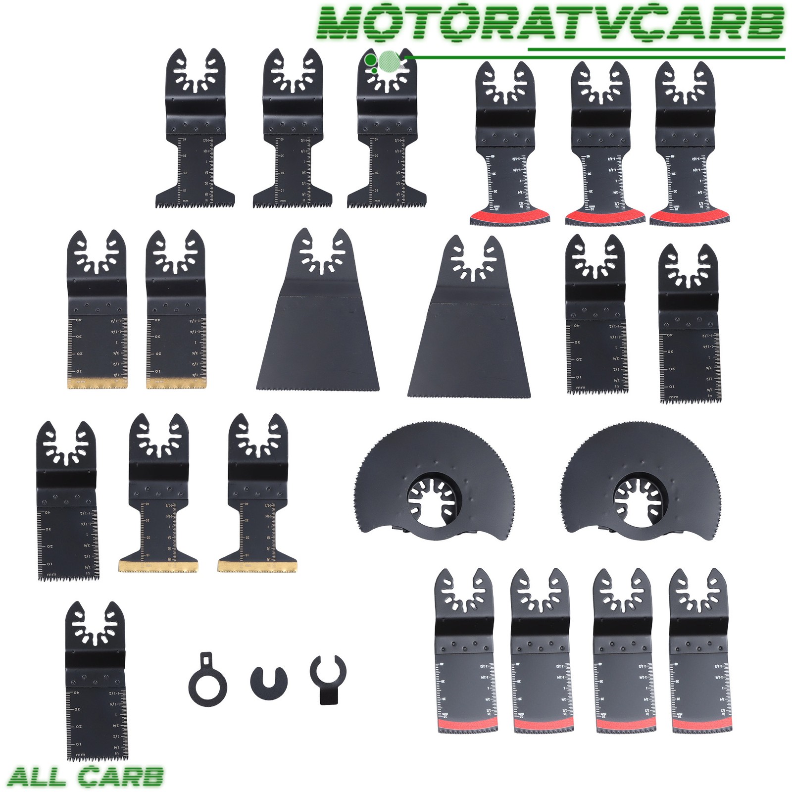 ALL-CARB Upgarded 25Pcs Multi Tool Blades Set Includes 5 Types Saw Blades Black
