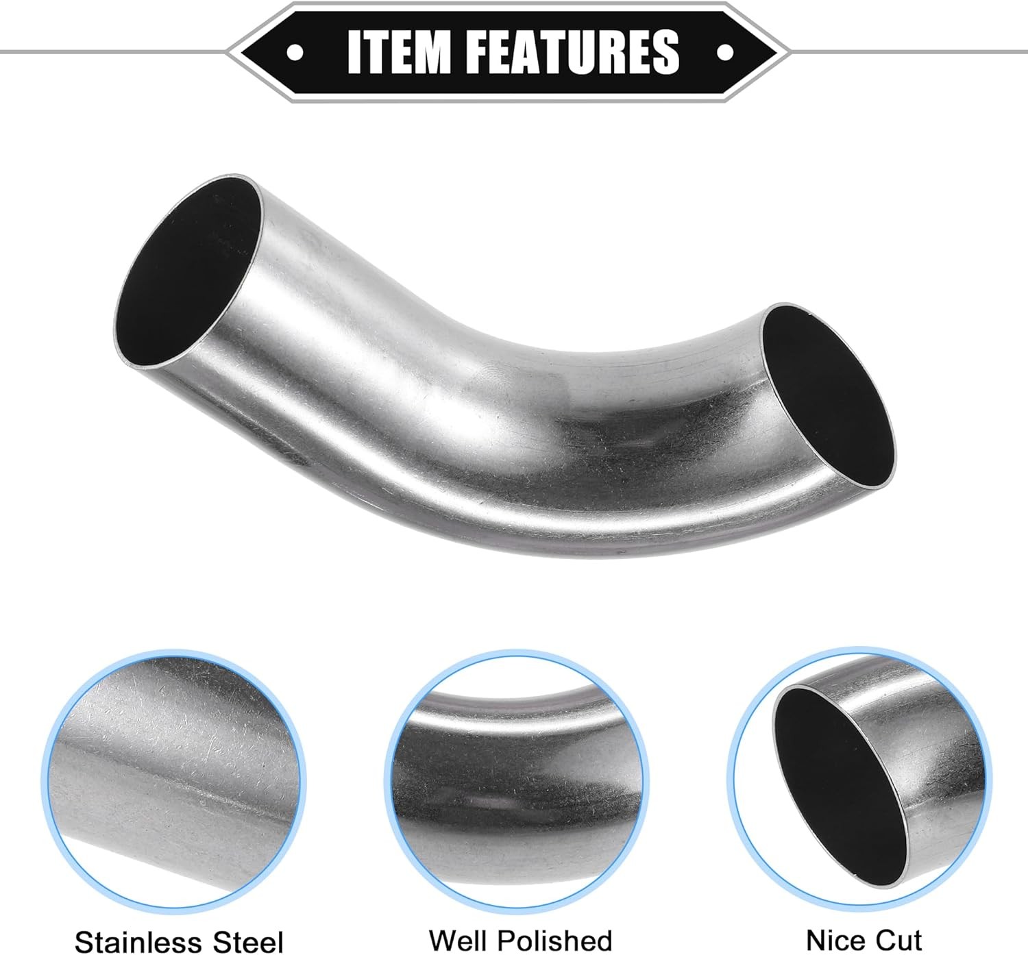 Bend Elbow Pipe Tube, 1.5″ OD 4.72″ 2.95″ Leg 90 Degree DIY Exhaust Pipe Interco