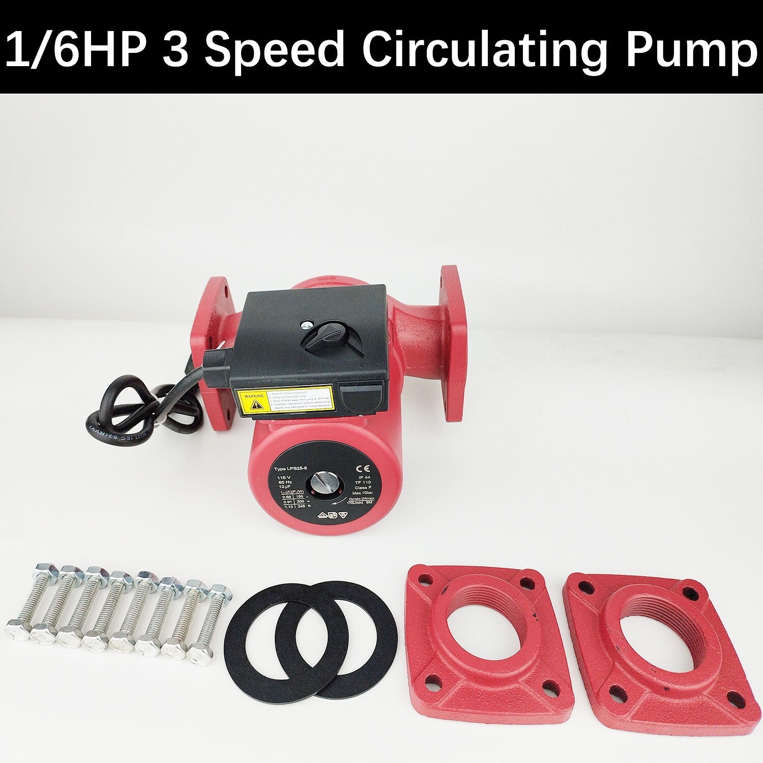3 Speed 1/8HP Circulating Pump Use w/Outdoor Furnaces,Hot water heat,Solar,115V