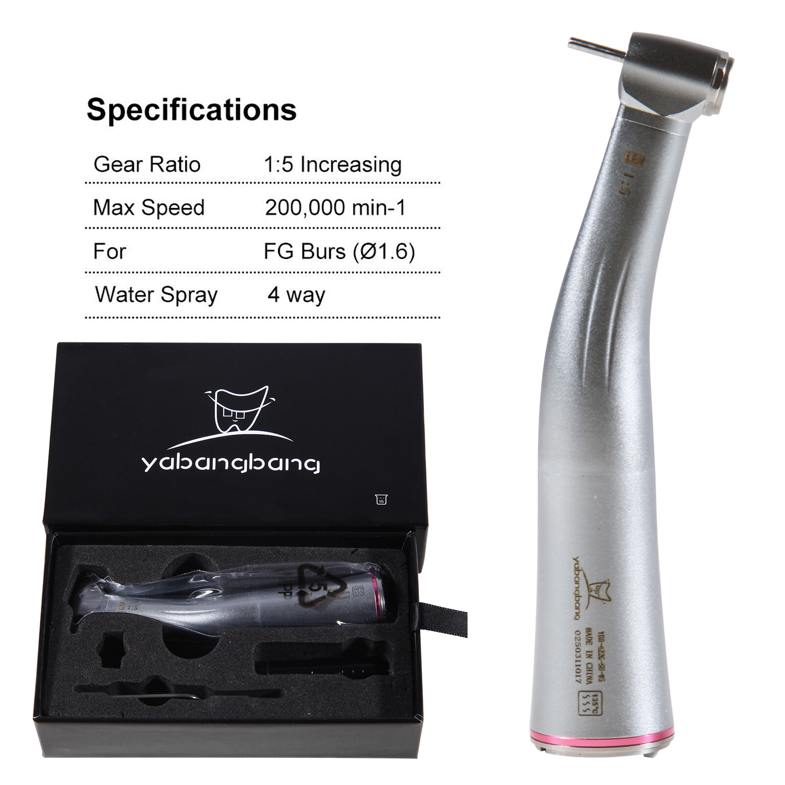 Dental LED 1:5 increasing fiber optic Handpiece Contra Angle For KAVO Motor