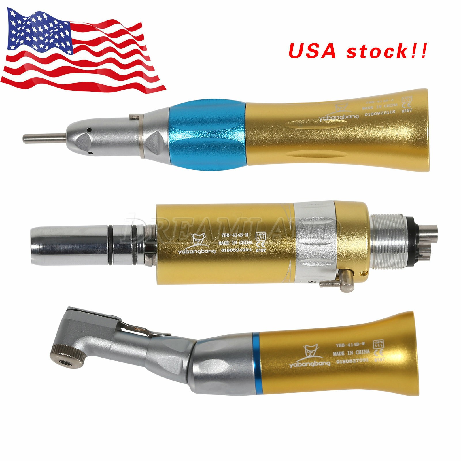 USA NSK Style Dental Contra Angle Low Slow Speed Handpiece Latch Type Gold 4Hole