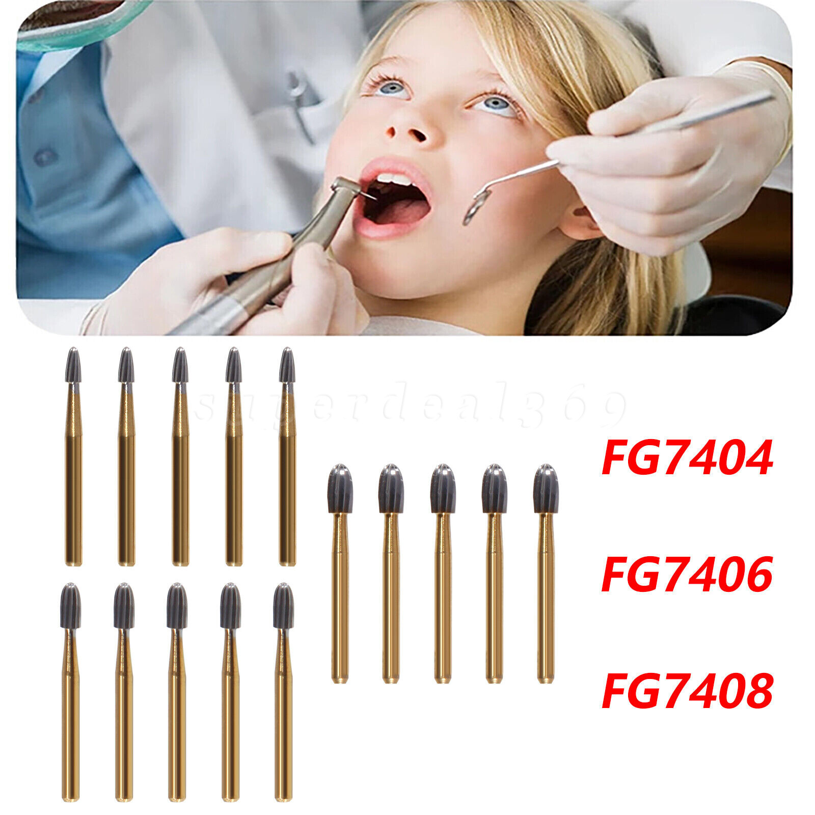 Dental Bur Trimming & Finishing Gold Carbide Burs FG 7901 /7902 /7406 /7408 ns
