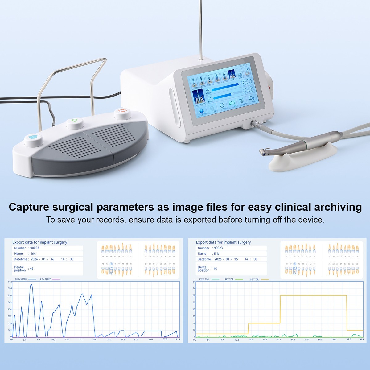 AZDENT Dental Surgical Implant System Motor Touch Screen+20:1 LED Handpiece