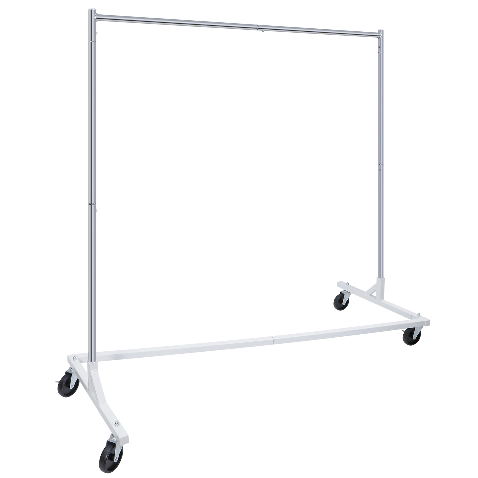 Stable Z-Base Garment Rack Rolling Clothing Rack Chrome Collapsible W/Casters