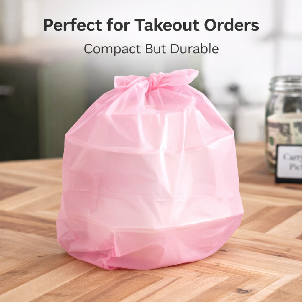 Pink T-Shirt Grocery Shopping Bags 1/10 XSmall 8x4x15 Unprinted 0.55 Mil USA